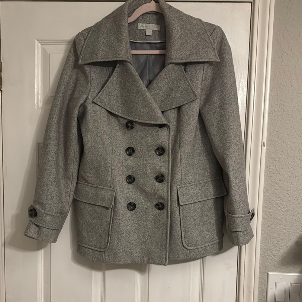 New York & Company Gray Pea Coat double breasted